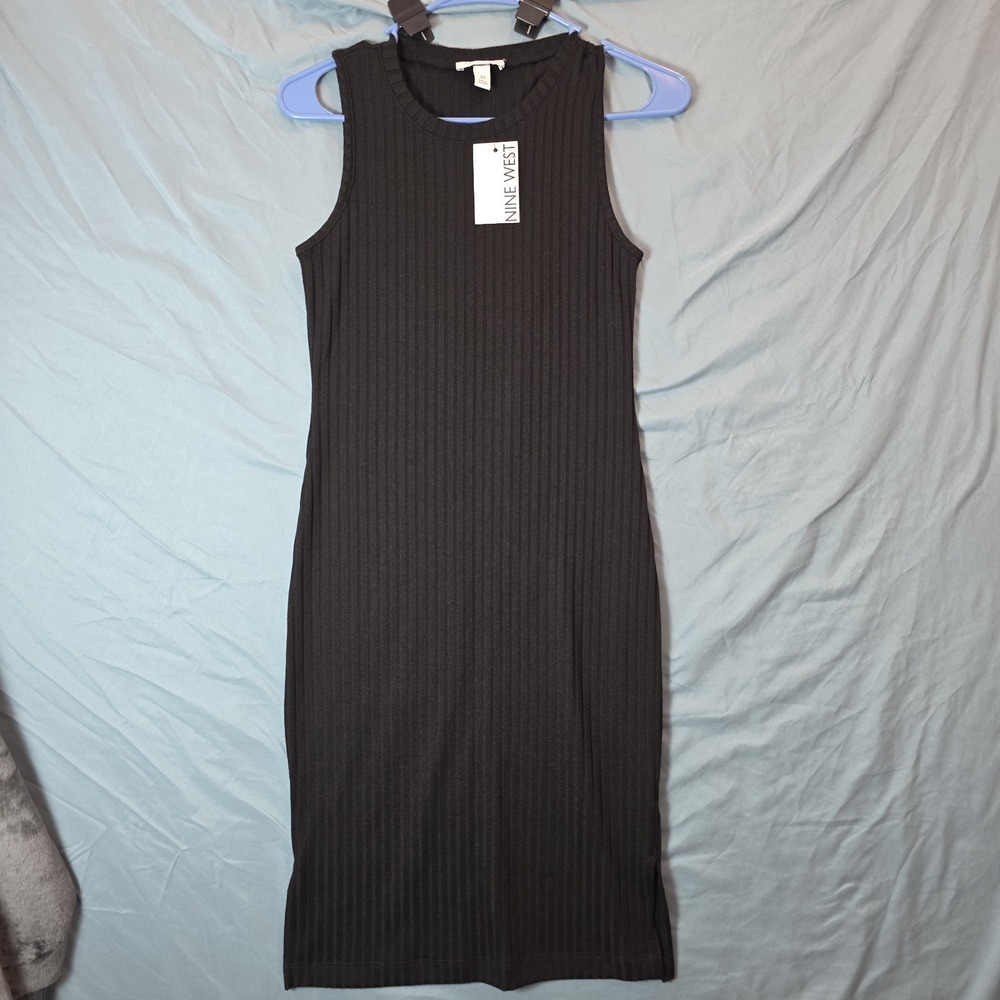NINE WEST Ribbed Sleeveless Dress Stretch Womens XS NWT